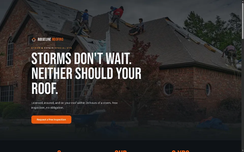 Ridgeline Roofing demo homepage